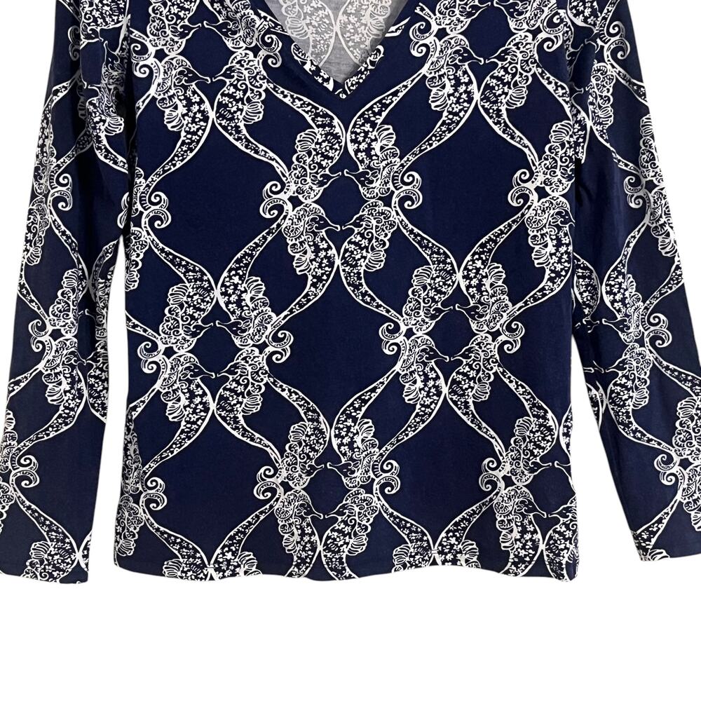 Lilly Pulitzer Jodie Bright Navy MS Behave Long Sleeve Top - Picture 3 of 8